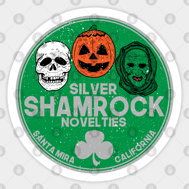 Silver Shamrock Masks Halloween Sticker TeePublic